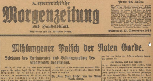 Österreichische Morgenzeitung und Handelblatt, 13. November 1918