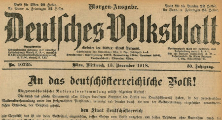 Deutsches Volksblatt, 13. November 1918
