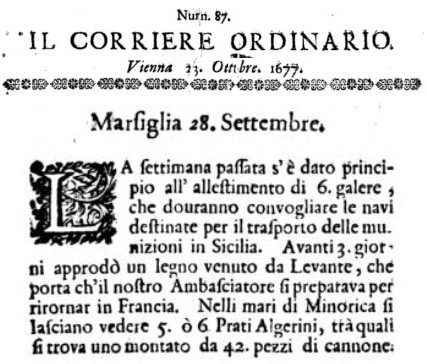 Il Corriere ordinario 1677