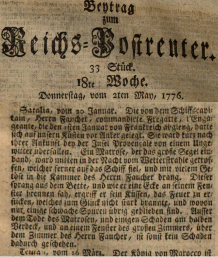 Beitrag zum Reichs-Postreuter 1776