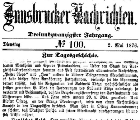 Innsbrucker Nachrichten 1876