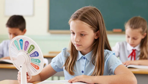 Schülerin mit Lesefächer