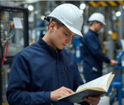 Mechatroniker beim Lesen