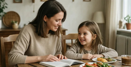 Mutter und Kind beim gemeinsamen lesen