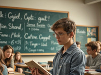 Schüler beim Vorlesen aus einem Buch