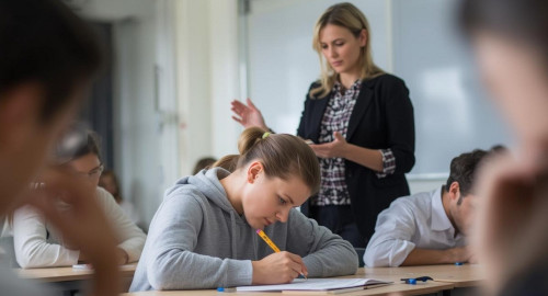Schüler schreiben einen Test