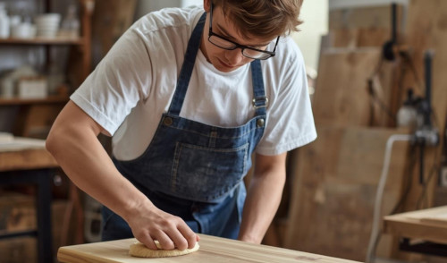 Einölen eines Holzbrettes