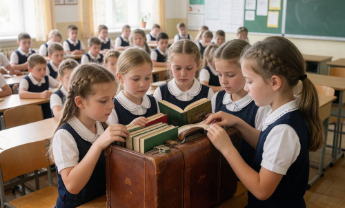 kinder beim sagenkoffer