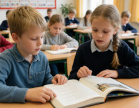 schüler beim lesen