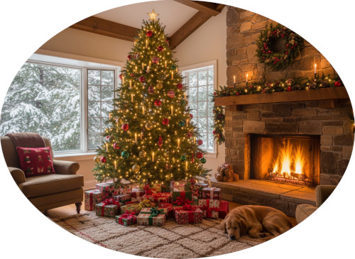 Weihnachtsbaum am Kamin