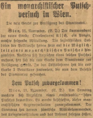 Österreichische Morgenzeitung und Handelsblatt, 12. November 1918