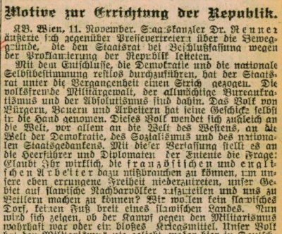Innsbrucker Nachrichten vom 12. November 1918