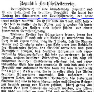 Linzer Tagespost, 14. November 1918