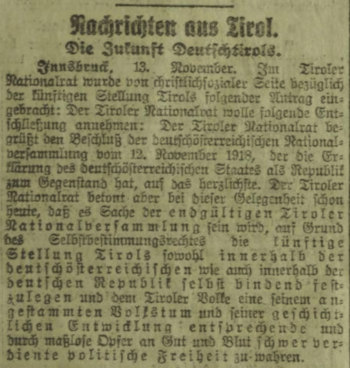 Neues Wiener Tagblatt, 14. November 1918